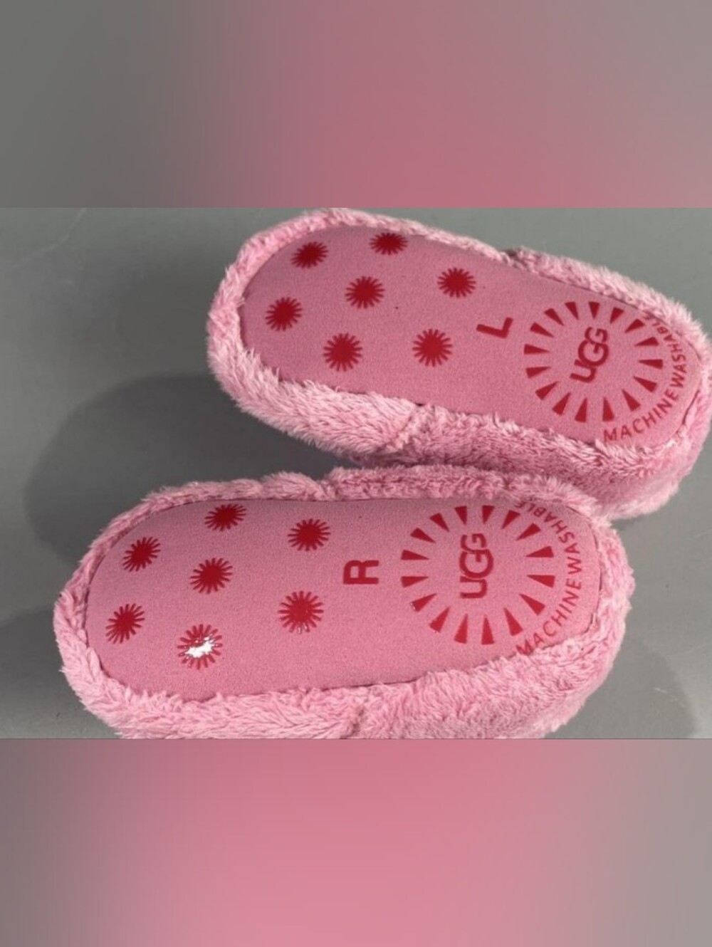 UGG Bixbee Pink Fuzzy Baby Slippers Size 2/3 NIB MSRP $39.99 - Picture 7 of 10